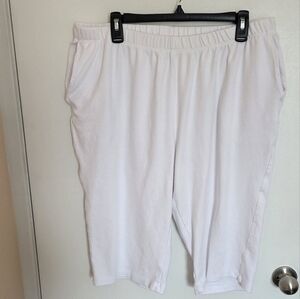 Lands End Capri Pants Womens 1X White Sport Knit Elastic Minimalist Angelcore